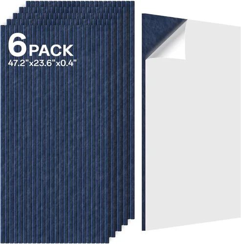 Miniatura 10 de Paquete de 4 paneles de pared acústicos de doble capa grandes autoadhesivos, 47.2 x 23.6 x 0.71 pulgadas, panel de pared insonorizado, barrera