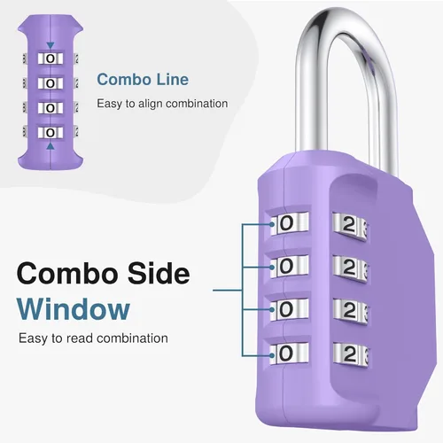 Miniatura 3 de Puroma - Candado con combinación de 4 dígitos resistente al agua, seguro para exteriores, ideal para taquillas de gimnasio, cajas de herramientas