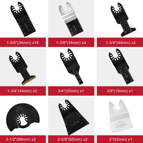 Miniatura 5 de MAZING 36 hojas de sierra oscilantes, cuchillas multiherramienta, cuchillas multiherramienta de liberación rápida para madera, metal y plástico