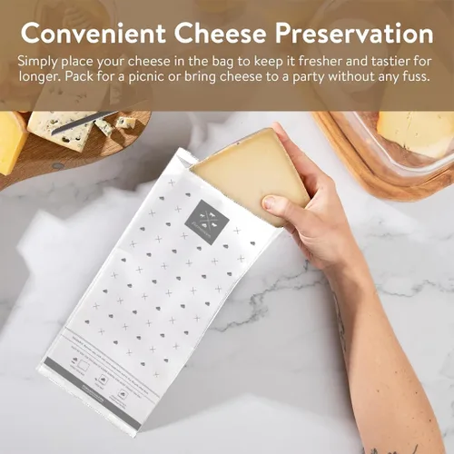 Miniatura 2 de Formaticum - Juego de 10 bolsas reutilizables para almacenamiento de queso Tamaño 5" x 11" Bolsa de almacenamiento de queso de grado profesional
