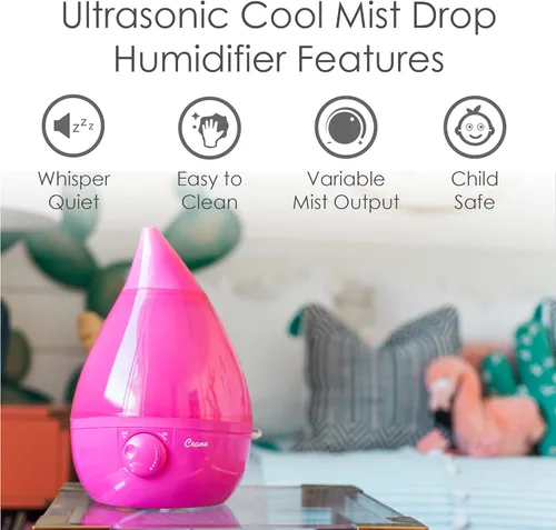 Miniatura 2 de Crane - Humidificadores ultrasónicos para dormitorio y oficina, humidificador de vapor frío de 1 galón para habitación grande y hogar, filtros