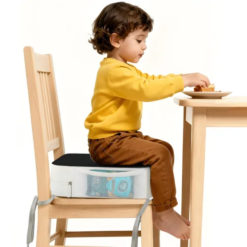 Asiento elevador para silla de cocina, asientos elevadores de 3.8 pulgadas para mesa de comedor con lazos, asiento elevador de comedor de Beige