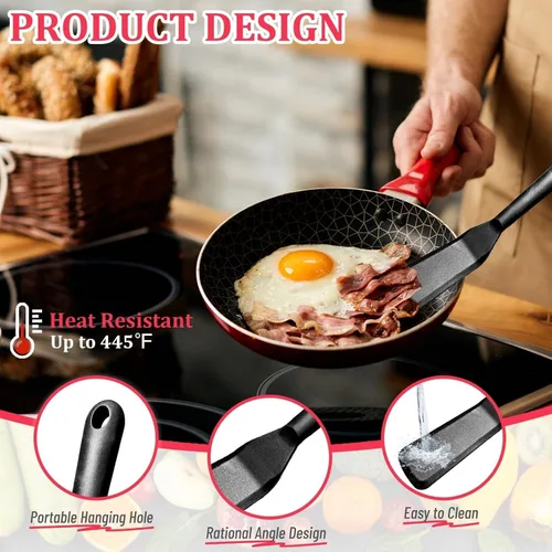 Miniatura 4 de Paquete de 2 espátulas estrechas de silicona delgadas y largas resistentes al calor, espátulas de cocina tortillas, pizza, bistec, torta con borde