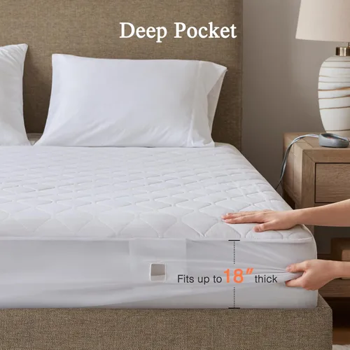 Miniatura 8 de Beautyrest - Funda calefactable para colchón de mezcla de algodón con tecnología de confort seguro - Funda eléctrica acolchada de lujo con bolsillo