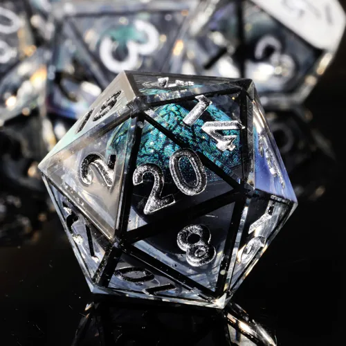 Miniatura 3 de Mini Planet Poliédrico MTG Sharp Edge Liquid Core Dungeons and Dragons RPG Resina Hecho a Mano 7Pcs DND Juego de dados