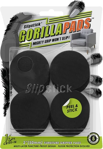 Miniatura 16 de Slipstick GorillaPads - Almohadillas antideslizantes para muebles/pies agarradores, protectores de piso de goma autoadhesivos (juego de 16 unidades)