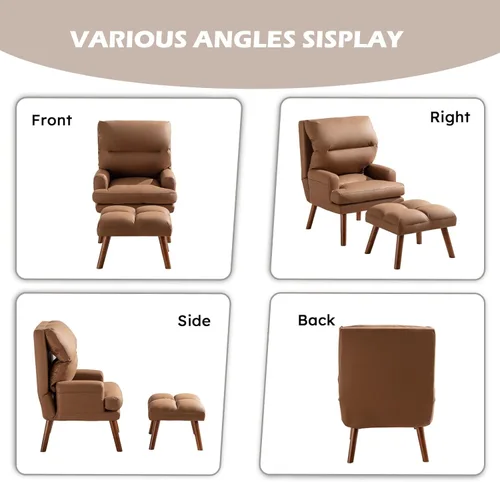 Miniatura 7 de IOMOR Silla de Acento Moderna con Almacenamiento, Sillón Individual con Almohada de Respaldo Mullido, Silla Cómoda Tapizada para Sala de Estar