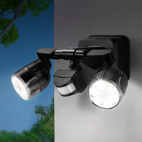 Miniatura 14 de OREiN Luz de seguridad con sensor de movimiento para exteriores, luz LED reflectora de doble cabeza ajustable, 3 modos
