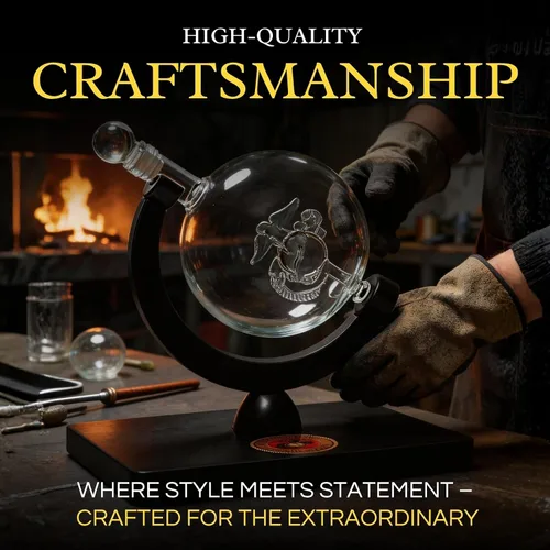 Miniatura 5 de U.S. Marine Globe - Juego de decantador de whisky con 4 vasos de licor, juego de regalo USMC con base de madera de caoba y emblema, regalos USMC