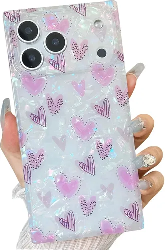 Miniatura 17 de Funda compatible con iPhone 14 Pro con borde rectangular, bonita funda protectora de lujo con pintura al óleo y flores para mujeres y niñas, funda