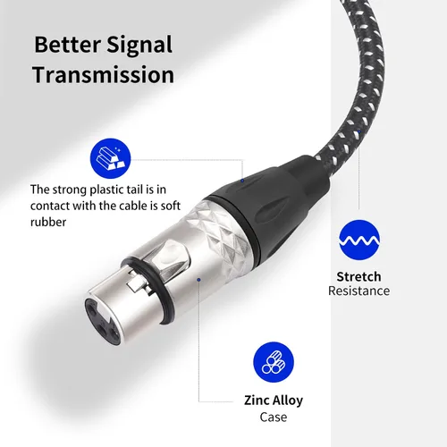 Miniatura 2 de Cable de micrófono XLR hembra a hembra de 6 pies, cables de conexión de micrófono equilibrados de 3 pines, cable DMX XLR hembra a hembra