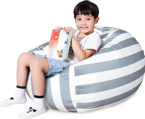 Miniatura 28 de Lukeight - Puf de almacenamiento de animales de peluche para niños, funda para puf de dinosaurio con cremallera para organizar la habitación