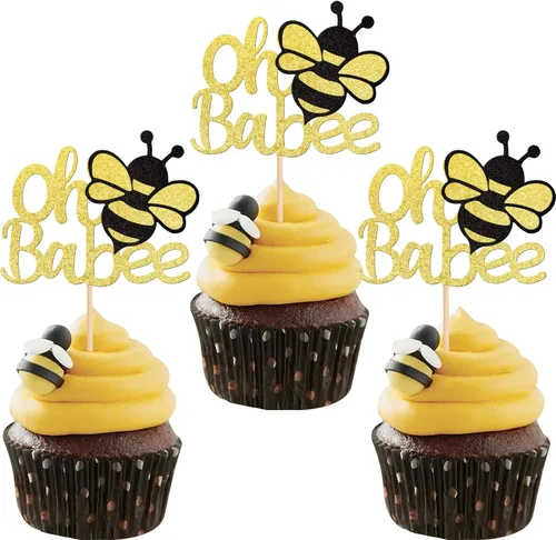 Miniatura 9 de 30 piezas de adornos para cupcakes de abejorro, pequeñas figuritas de resina, adornos para pasteles de abeja, Oh Babee, decoraciones para pasteles