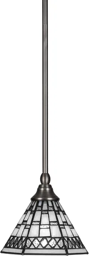 Miniatura 223 de Toltec Lighting Tallo Colgado Mini colgante, acabado de cobre negro, 3.5" cuadrado humo burbuja vidrio