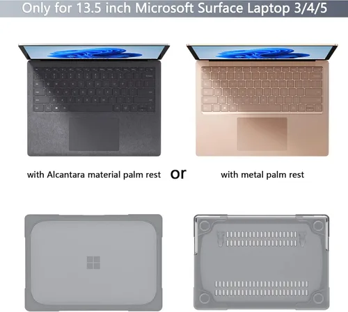 Miniatura 2 de Batianda Funda resistente para laptop Microsoft Surface de 13.5 pulgadas 5 4 3 con reposamanos Alcantara, soporte plegable ergonómico con nombre