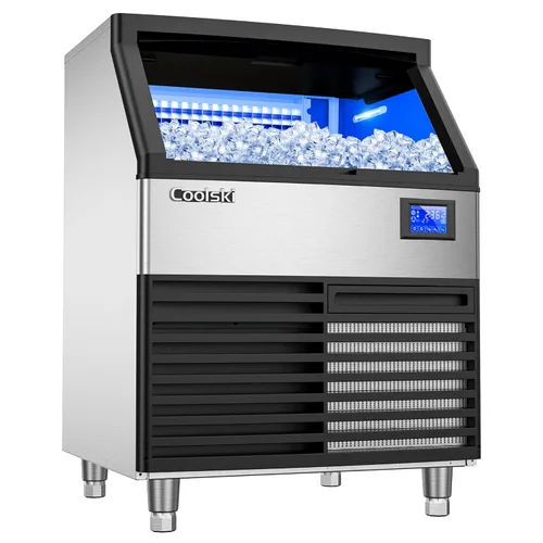 Miniatura 11 de Coolski Máquina comercial para hacer hielo de 200 libras/24 horas, máquina de hielo debajo del mostrador de 26 pulgadas con capacidad