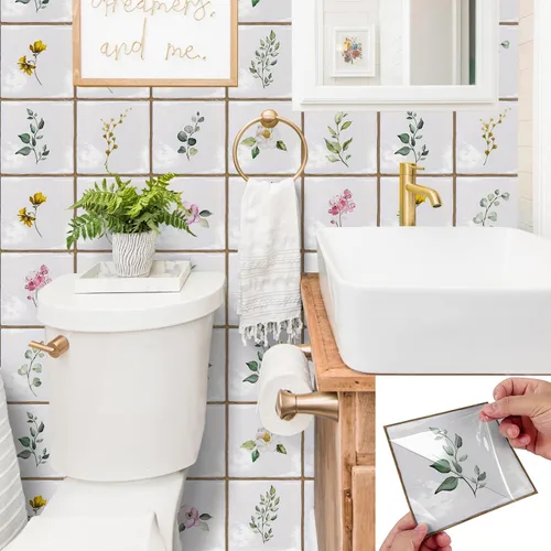 Miniatura 31 de Alwayspon Vinilo adhesivo efecto piedra, pegatinas para azulejos de pared autoadhesivas, protector antisalpicaduras para cocina y baño, T026