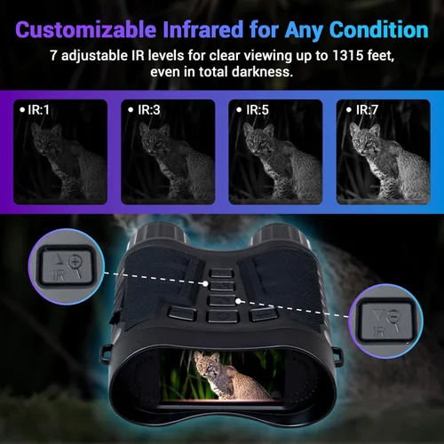 Miniatura 3 de Prismáticos de visión nocturna Pro mejorados, gafas de visión nocturna Ultra 4K con zoom digital 8X, pantalla de 3.2 pulgadas, tarjeta SD de 32 GB