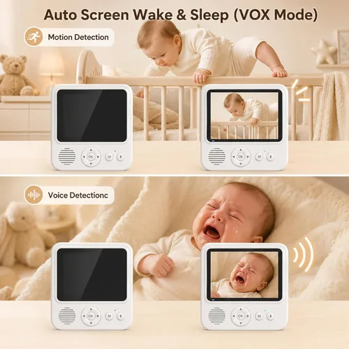 Miniatura 9 de Monitor de bebé con cámara y audio, monitor de bebé sin WiFi con pantalla IPS de 2.8 pulgadas, batería de 120 horas, alcance de 1000 pies