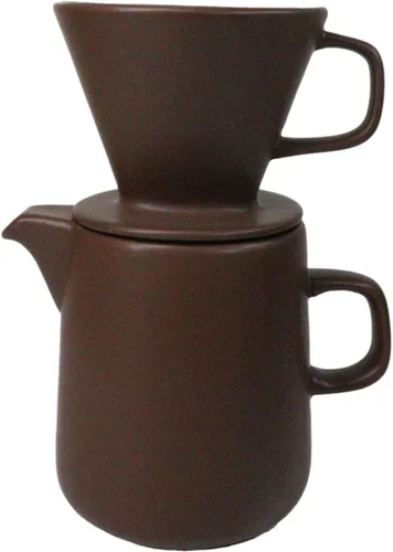 Miniatura 2 de Ebros Gift Colorido acabado mate de porcelana portátil artesanal artesanal estilo barista cafetera jarra con filtro verter sobre gotero juego