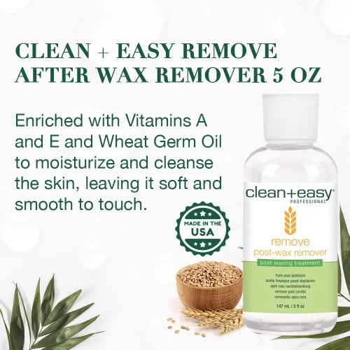 Miniatura 3 de Clean + Easy Remove: removedor de cera para la piel con aceite de germen de trigo, limpiador post encerado, 5 onzas