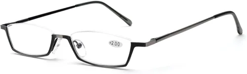 Miniatura 13 de ZUVGEES Gafas de lectura vintage de aleación semi sin montura para hombres y mujeres, medio marco, gafas delgadas con estuche elegante T0340