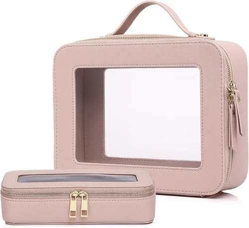 Miniatura 48 de Pinkmik Pequeña bolsa de maquillaje transparente, mini estuche para cosméticos, bolsa de aseo impermeable con cremallera, organizador de bolsos
