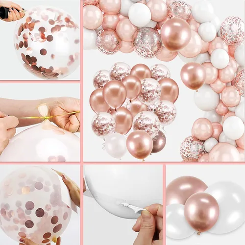 Miniatura 3 de Kit de arco de globos de oro rosa, globos de oro rosa, kit de guirnalda de globos de oro rosa, decoraciones de fiesta de oro rosa, decoraciones