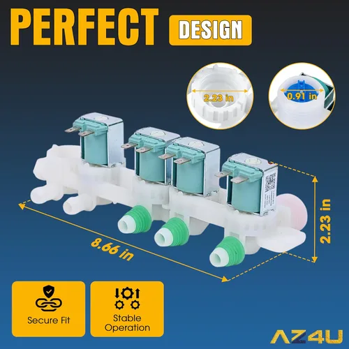 Miniatura 2 de AZ4U La válvula de entrada de agua para lavadora reemplaza para Samsung WA45H7000AW/A2 WA400PJHDWR/AA WA45M7050AW/A4 WA40J3000AW/A2 WA50R5200AW