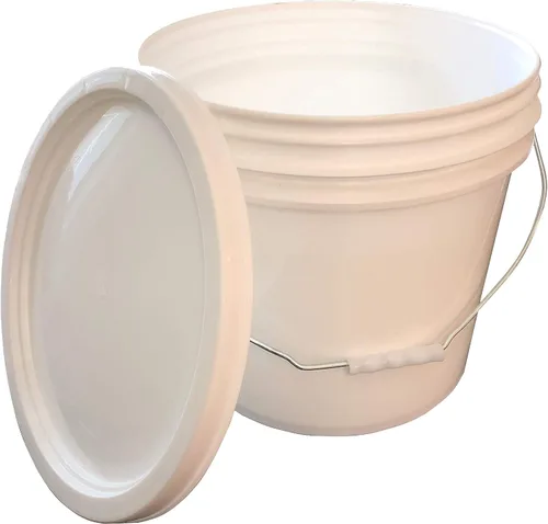 Cubo multiusos duradero - Cubo de 3.5 galones para exteriores con tapa (blanco, 1 unidad)
