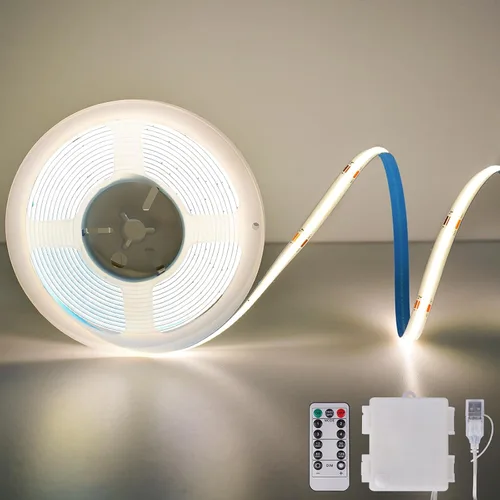Miniatura 10 de OMIKA Tira de luces LED COB RGB de 6.6 pies, funciona con pilas, control remoto, regulable, cambio de color, tira de luces LED de batería, cortables