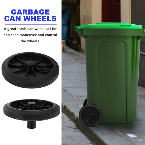 Miniatura 2 de Cabilock - Juego de ruedas de repuesto para cubo de basura, ruedas de goma de 7.48 pulgadas para accesorios de basura, fácil instalación para uso