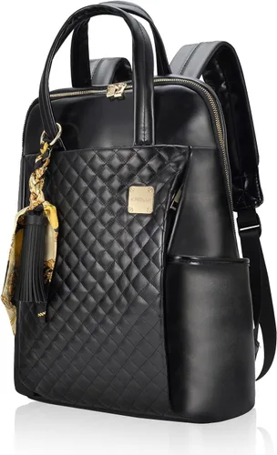 Miniatura 11 de Mochila para laptop para mujer, delgada de viaje, bolsa para computadora portátil de hasta 15.6 pulgadas, ligera, tamaño mediano, bolsa de trabajo