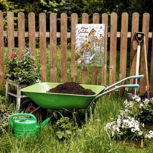 Miniatura 7 de Letreros metálicos para decoración de jardín: planta un jardín, comparte la recompensa, escucha a los pájaros, Water Your Soul para los amantes