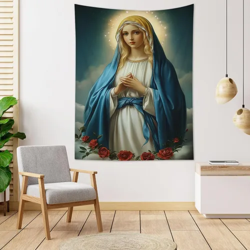 Miniatura 13 de HVEST Tapiz cristiano para colgar en la pared, tapiz navideño para colgar en la pared, tapiz de Jesús para dormitorio, habitación, decoración