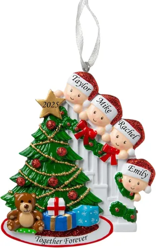 Miniatura 8 de Adorno de Navidad Familiar 2025 – Adorno Personalizado para Familias – Adorno Familiar Personalizado que Se Asoma – Decoración de Árbol Navideño