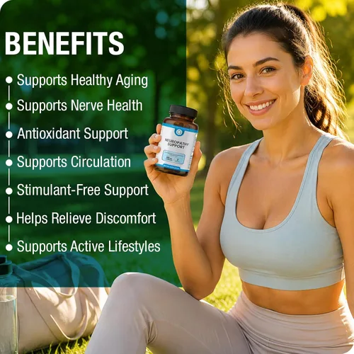 Miniatura 8 de Suplemento para la salud neuropatía neuropatía y nerviosa con vitamina D3, B6, B12, acetil-L-carnitina, ácido alfa lipoico y benfotiamina apoya