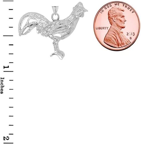Miniatura 2 de Colgante de plata de ley fina con forma de gallo de diamantes