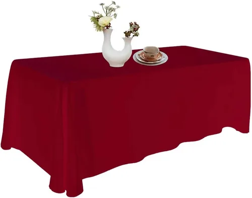 Miniatura 13 de Urby Mantel negro para mesas rectangulares de 6 a 8 pies con capacidad para 6 a 8 personas, manteles de mesa de tela para fiestas de 6 a 8 sillas