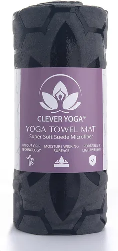 Miniatura 2 de Clever Yoga Toalla para esterilla de yoga caliente, agarre antideslizante para yoga caliente, absorbe el sudor, agarre de silicona de panal, se Gris