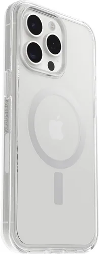 Miniatura 4 de OtterBox Funda transparente para iPhone 15 Pro MAX (solamente) de la serie Symmetry (transparente), se ajusta a MagSafe, ultra suave, bordes