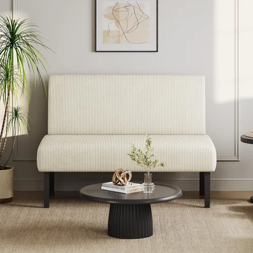 Miniatura 2 de Yaheetech Mini sofá pequeño sin brazos para dormitorio, tela de pana y fácil montaje, para espacios pequeños, sala de estar, dormitorio, oficina