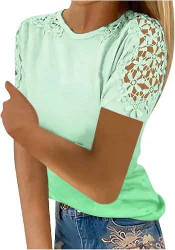 RMXEi - Blusas de encaje para mujer, con hombros descubiertos, manga larga, cuello redondo, blusas casuales sueltas