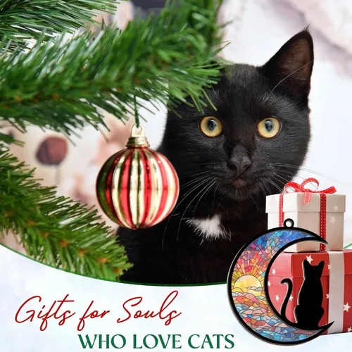 Miniatura 2 de AXIARA Adornos Navideños Regalos para Amantes de los Gatos - Adorno Navideño de Doble Capa para Decoraciones del Árbol - Regalos para Amantes