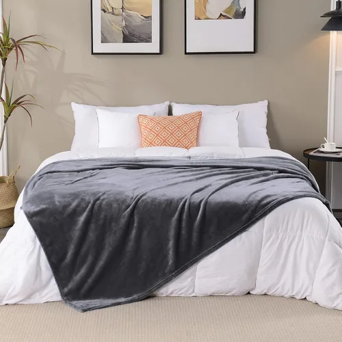 Miniatura 5 de SOCHOW Manta de franela de forro polar, para todas las estaciones, ligera, súper suave y acogedora para cama o sofá, gris, 50 x 60 pulgadas