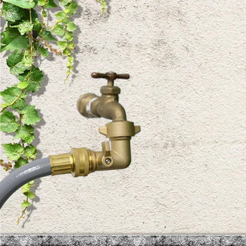Miniatura 4 de HQMPC Codo de manguera de jardín de 90 grados con válvula de cierre, adaptador RV de latón de 3/4 pulgadas