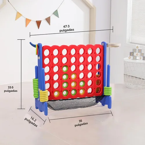 Miniatura 4 de Juego Gigante de Conecta 4 con Bolsa de Transporte y Tela de Malla. Juego Gigante de Conecta 4 Adecuado para Fiestas Navideñas en Interiores y Rojo