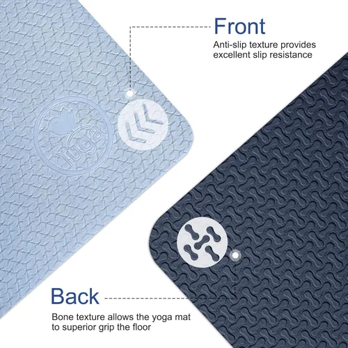 Miniatura 3 de IUGA Tapete de yoga antideslizante y antidesgarros, ecológico, tapete de yoga caliente, tapete grueso para entrenamiento y ejercicio para yoga, Gris