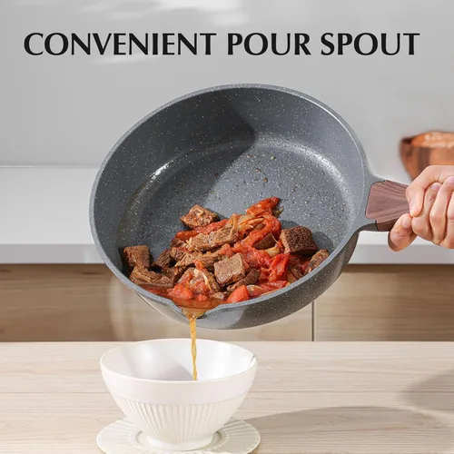 Miniatura 7 de SENSARTE Juego de utensilios de cocina antiadherentes de 13 piezas, ollas y sartenes antiadherentes con revestimiento de granito suizo, juego de Gris