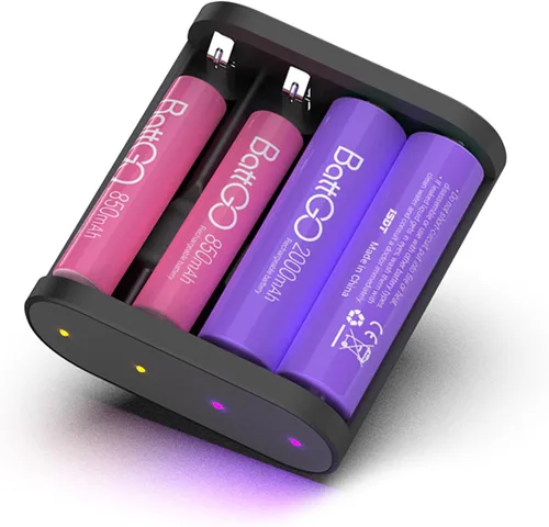 ISDT Cargador de batería inteligente A4 Air AA AAA Cargador portátil de 4 bahías con puerto USB C Carga rápida para baterías recargables de litio